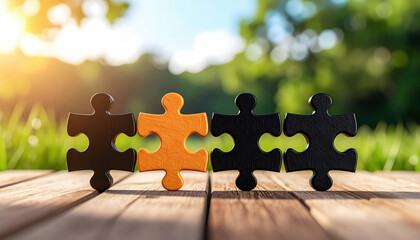 Puzzle pieces teamwork concept solution connection collaboration team