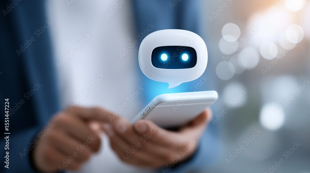 Poster ai assistant interaction via smartphone chatbot technology