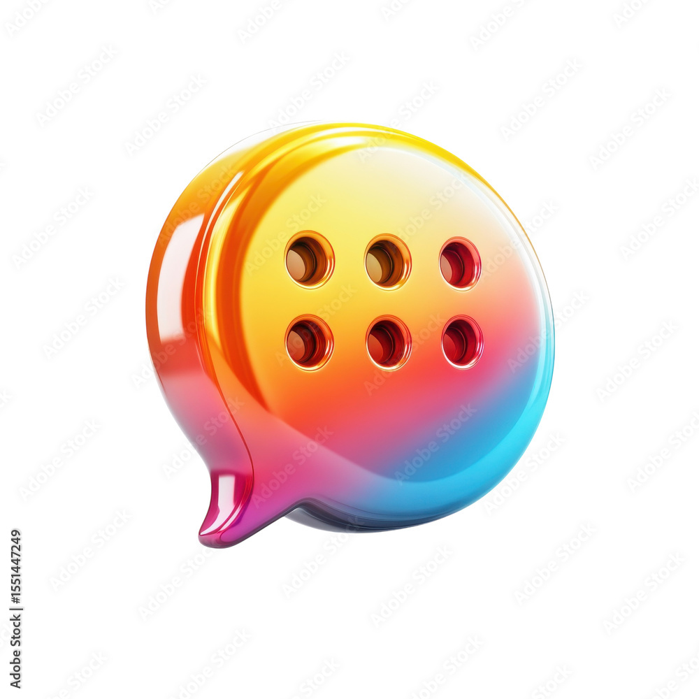 Fototapete chat bubble illustration vibrant color rendering holographic icon message on transparent background