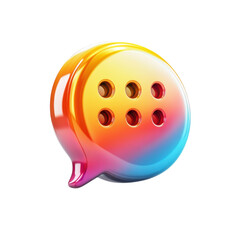Fototapeta premium Chat bubble illustration vibrant color rendering holographic icon message on transparent background