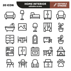 Modern Home Interior Icons 