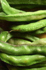 Group Of Hyacinth Bean or Same Ki Phalli Lablab Purpures, Also Known As Valor Papdi Beans, Indian Vegetable