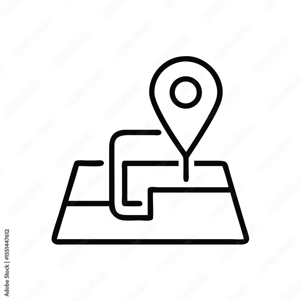 Poster map location pin gps navigation destination route travel pointer direction guide journey char