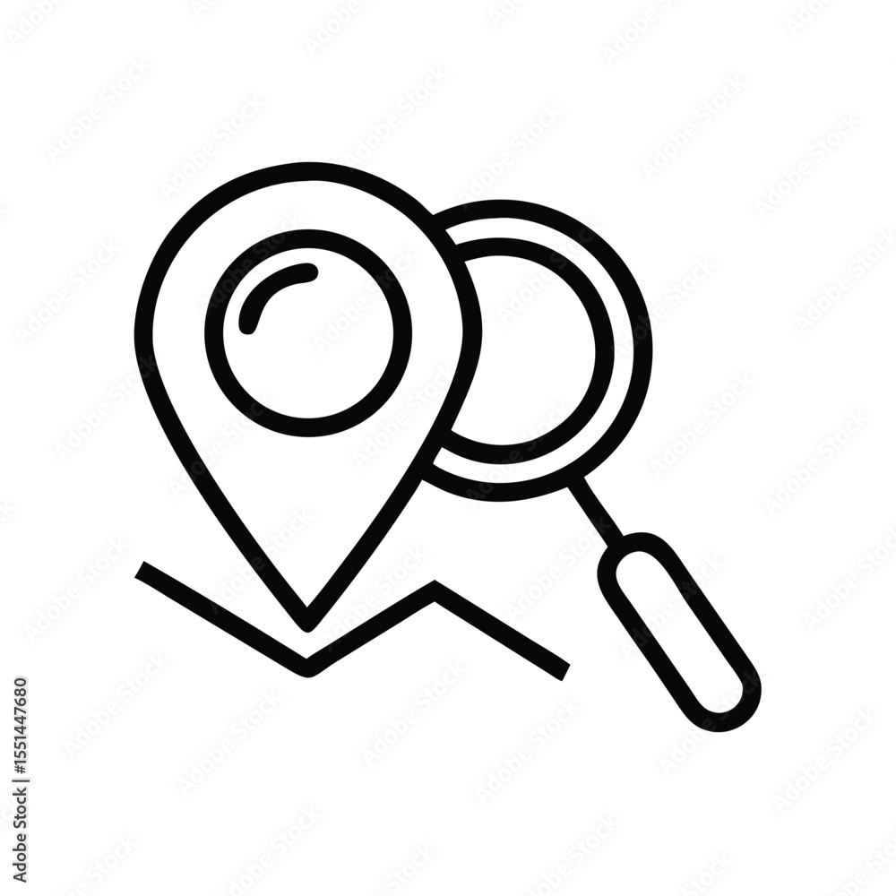Poster find location search map pin gps navigation destination zoom explore discovery place pointer chars
