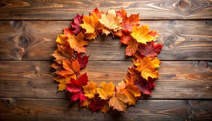 Seasonal maple wreath autumn color palette high resolution photo