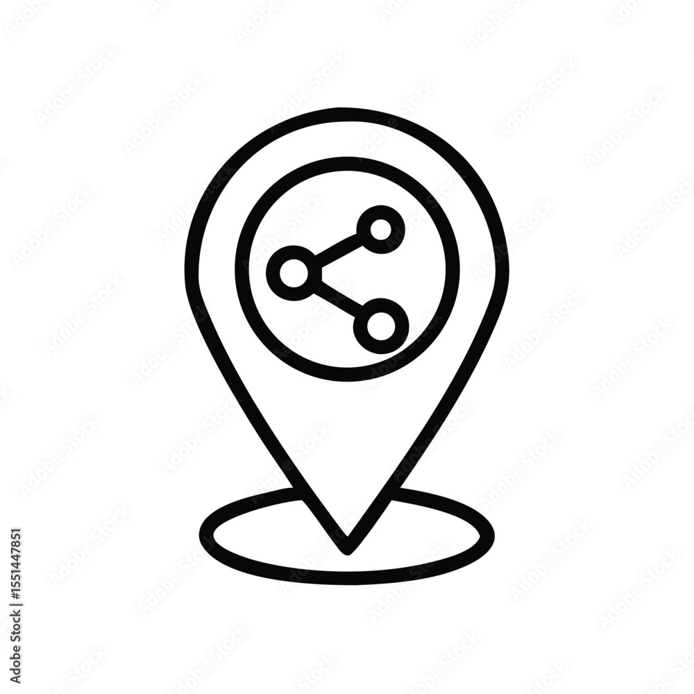 Poster share location pin icon vector for map pointer and gps navigation and connection interface design