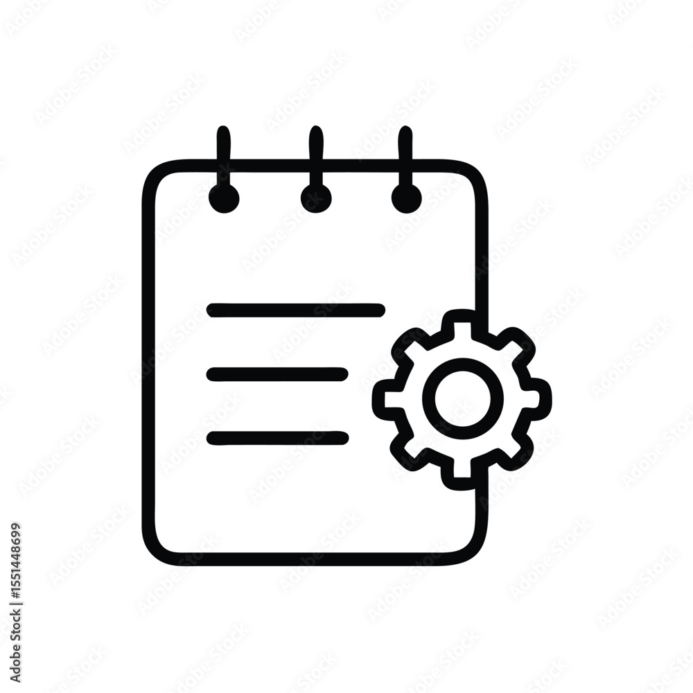 Poster notebook settings configuration icon vector illustration for business process and development