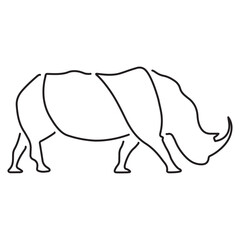 Minimalist Rihnoceros Glyph Line Icon