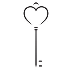 Minimalist Heart Key Line Icon
