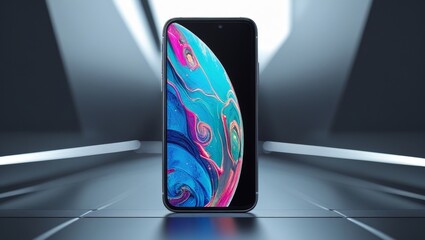 smartphone with an abstract colorful background for an ad