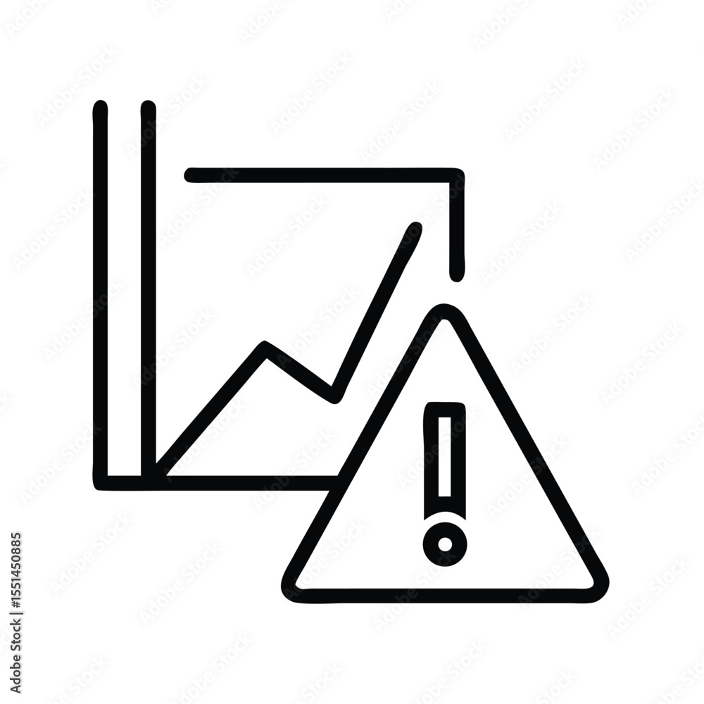 Aufkleber warning sign on financial graph chart showing error and risk of investment and market volatility ana