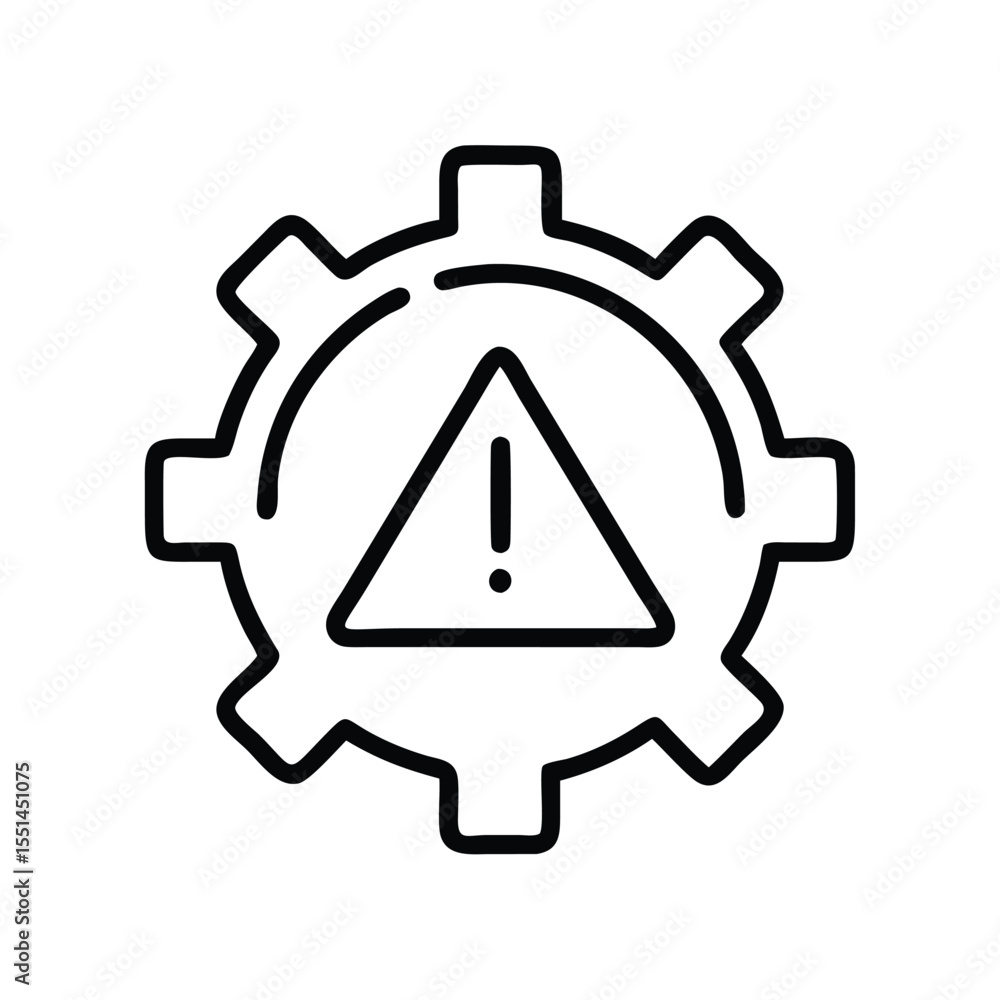 Poster gear error warning sign for system maintenance and troubleshooting process icon vector illustration