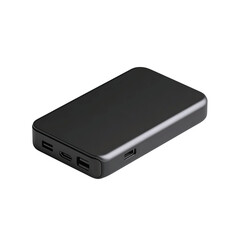 Sleek Black Portable Power Bank with Multiple