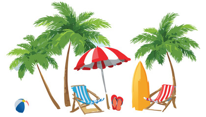 vector illustration of a tropical beach