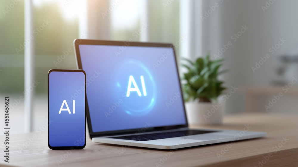 Poster ai assistant concept in daily life with chatbot interaction