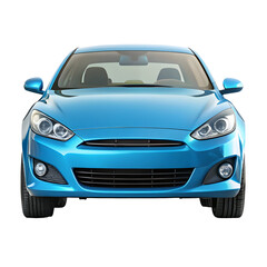 Sky Blue Car Front View Isolated on Pure White Background

