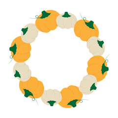 Autumn Pumpkins Orang and White Circular Frame order Healthy Food Themes Cards Copy space Template