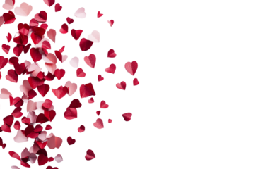 Creative flat lay showcasing soft red and pink paper textures isolated on transparent background PNG