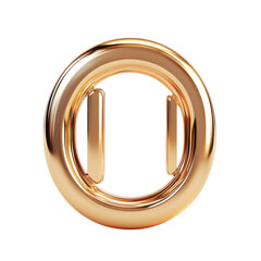 Obraz premium Golden Pause Button Icon Shiny Stop Design Media Player Music Controls UI on transparent background