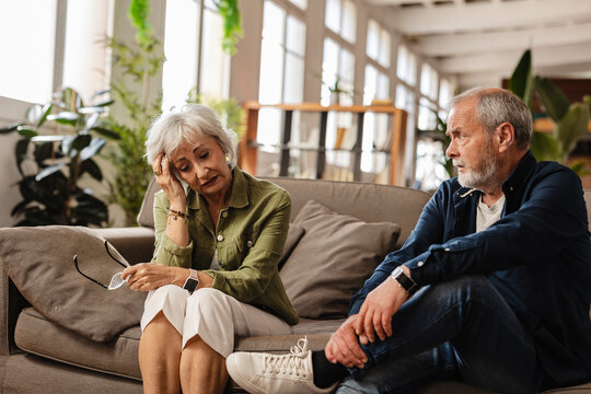 Senior couple experiencing relationship difficulties at home