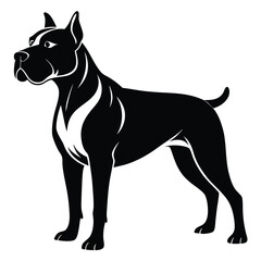 Majestic Cane Corso Silhouette Illustration Striking Design of a Powerful Breed Against a White Backdrop Detailed and Expressive