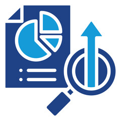 Icon related to data analysis, market research, evaluation based on findings with the main goal of achieving growth, improvement or better results