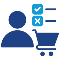 The icon with a basket indicates the consumer needs of goods that need to be purchased or not when shopping in order to manage finances.