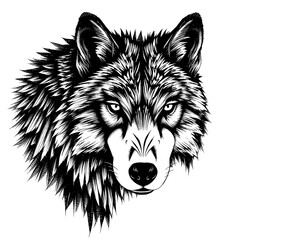 Powerful Wolf Head Illustration with Striking Eyes