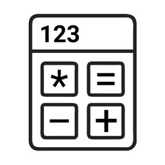 Fototapeta premium Simple black and white illustration of a calculator with basic functions and numbers displayed.