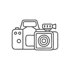 A minimalist illustration of a vintage camera capturing the essence of photography.