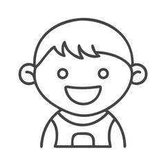A cheerful young boy with a big smile, illustrated with minimalistic lines and simple features, perfect for children's themes.