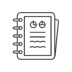 Fototapeta premium An illustration of a closed notebook with a simple design featuring lines and circular icons.