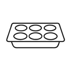 A simple illustration of a six-cup muffin tray, perfect for baking delicious treats.