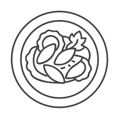 A beautifully illustrated plate of mixed salad featuring fresh greens and nuts.