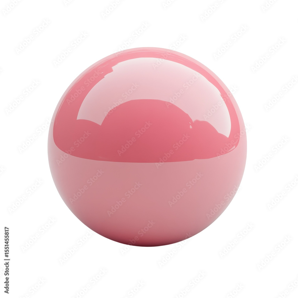 Fototapete Pink Sphere Abstract Render Glossy Surface Ball Object Minimalism 3D on transparent background