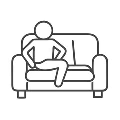 A minimalist outline of a person reclining on a couch, embodying relaxation and comfort.