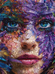 Vibrant celebration of Mardi Gras with colors and textures on a stunning mask