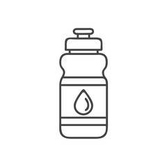 A simple outline illustration of a water bottle, emphasizing hydration with a droplet design.