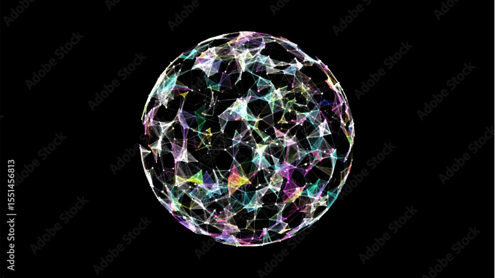 Poster vector sci-fi colors sphere with particles and lines. concept network connection. frame sphere. abst
