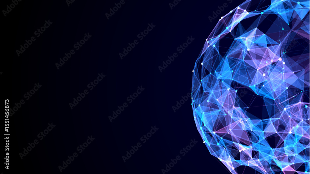 Poster vector sci-fi colors sphere with particles and lines. concept network connection. frame sphere. abst