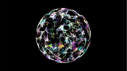 Vector sci-fi colors sphere with particles and lines. Concept network connection. Frame sphere. Abstract technology background.