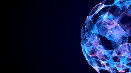 Vector sci-fi colors sphere with particles and lines. Concept network connection. Frame sphere. Abstract technology background.