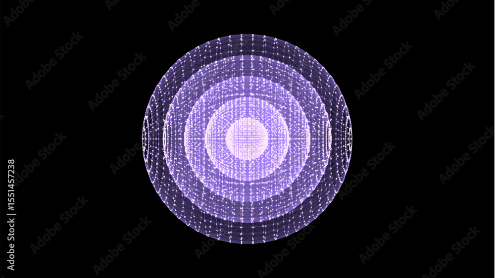 Poster vector sci-fi purple sphere with particles and lines. concept network connection. frame sphere. abst