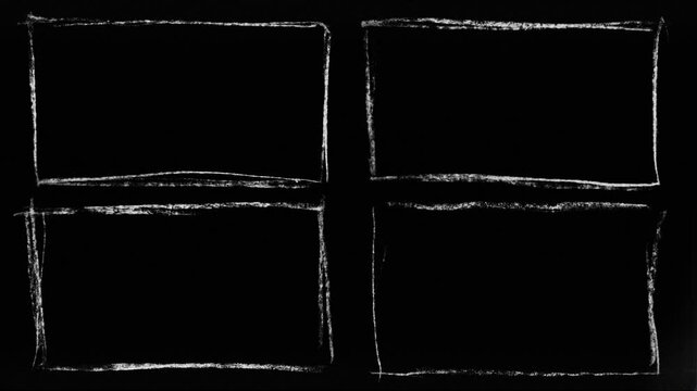 wiggle pencil crayon frame in stopmotion, 4 screens, quad split screen