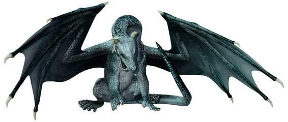 3D Rendering Fairy Tale Dragon on White