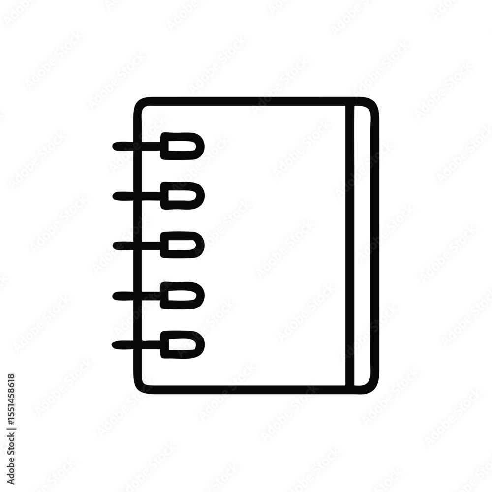 Poster notebook vector icon for note taking and diary entries with spiral binding for office and school use