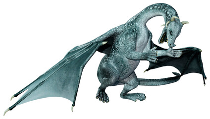 3D Rendering Fairy Tale Dragon on White