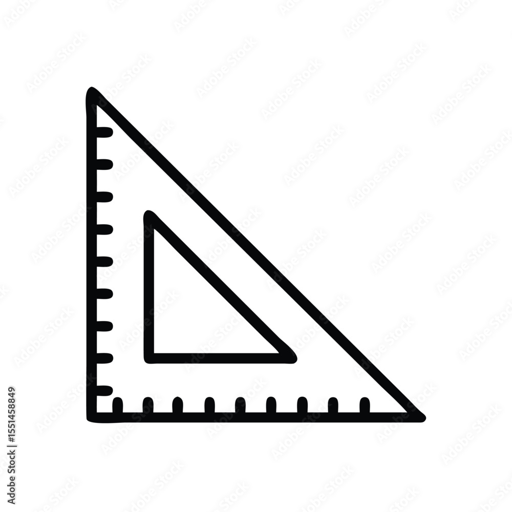 Poster triangle ruler vector icon for geometry math engineering design and technical drawing illustration t