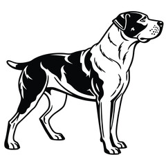 Majestic Black and White Pointer Dog Illustration Standing Tall a Stunning Depiction of Canine Elegance and Breed Characteristics Detailed Art