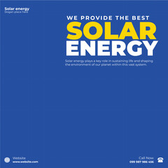 Renewable and clean solar energy social media post template design
